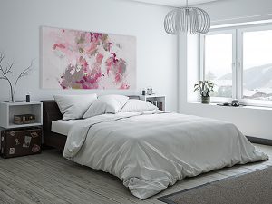 collection Mystères Bohèmes aux couleurs pastels pour la chambre avec un tableau grand format